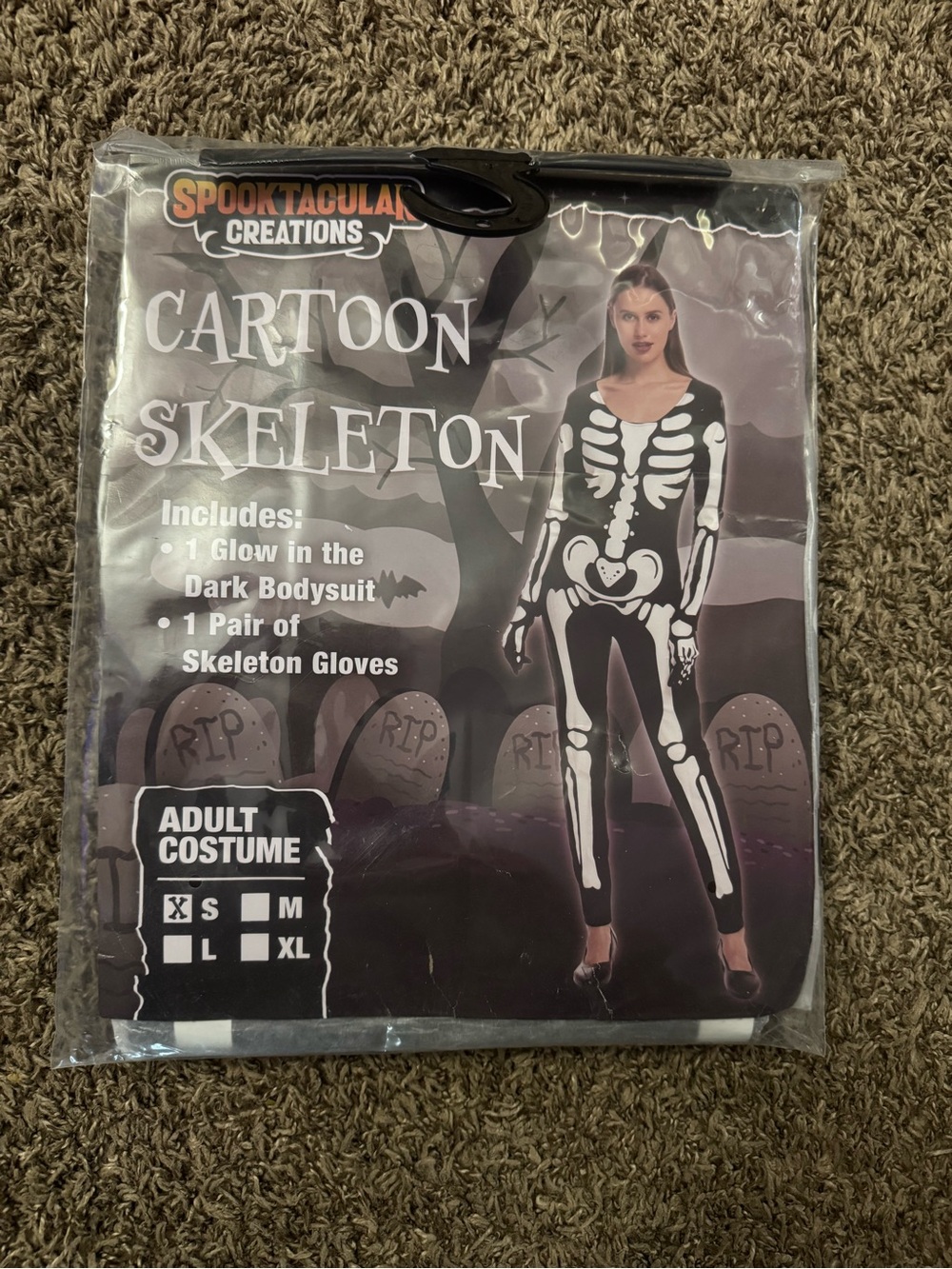 Womens Glow-In-The-Dark Skeleton Costume - Black/White